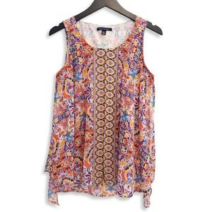 Zac & Rachel Paisley Tank Top Womens S Boho Hippie Festival Colorful Blouse